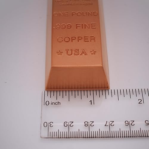 Miniatura 5 de Pisapapeles de lingote de barra de cobre de 1 libra - Diseño de elemento químico puro 999 con certificado de autenticidad por Mint State Gold