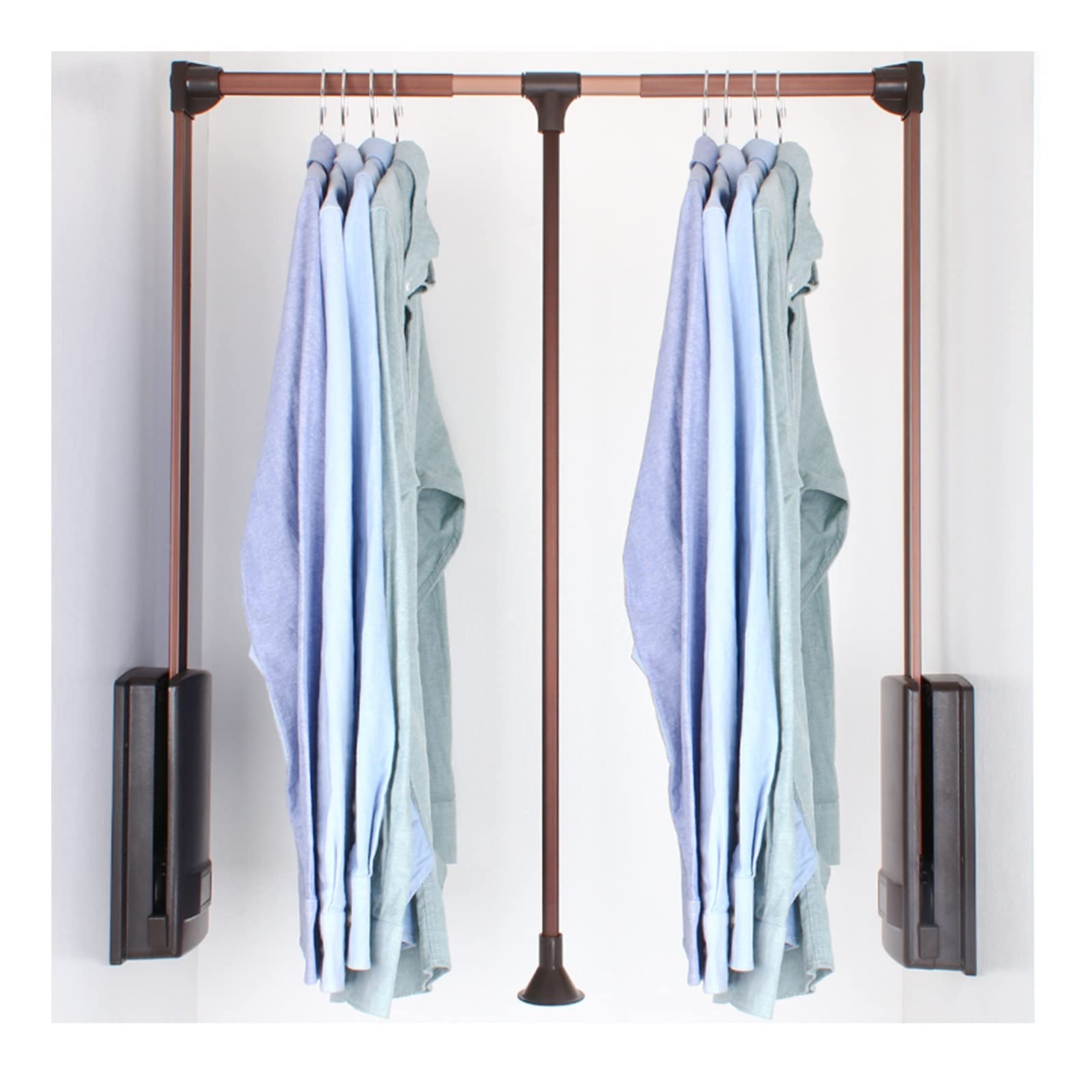 HTTGDGDH Adjustable Aluminum Side-Mounted Pull Down Closet Rod With Telescopic Handle, Heavy-Duty Hanger Rail, 20Kg Load Capacity, Easy Installation,600-830mm