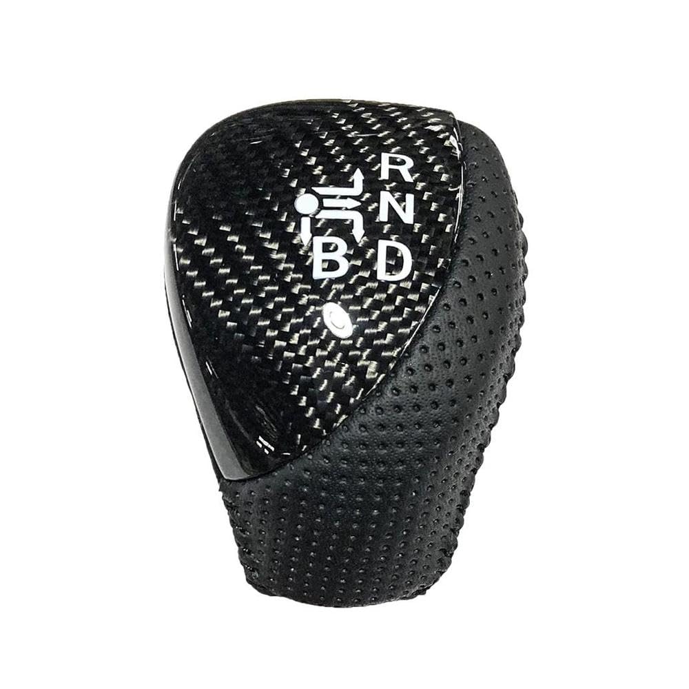 Sxqpocar Black Leather Carbon Fiber Gear Shift Knob For Toyota Prius 2012-2015 Gear Ball Head Shift Lever Head(Black)