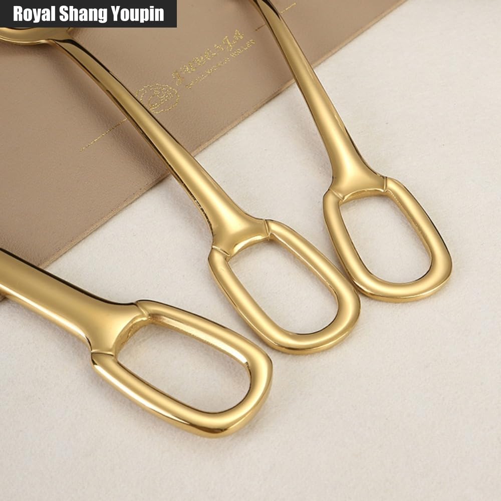 Cucina Circolare Foro Appeso Maniglia in Acciaio Inox Posate Da Tavola Posate Set Di Posate Coltello Da Bistecca Forchetta Cucchiaio Cucchiaino (Oro,20 pezzi)