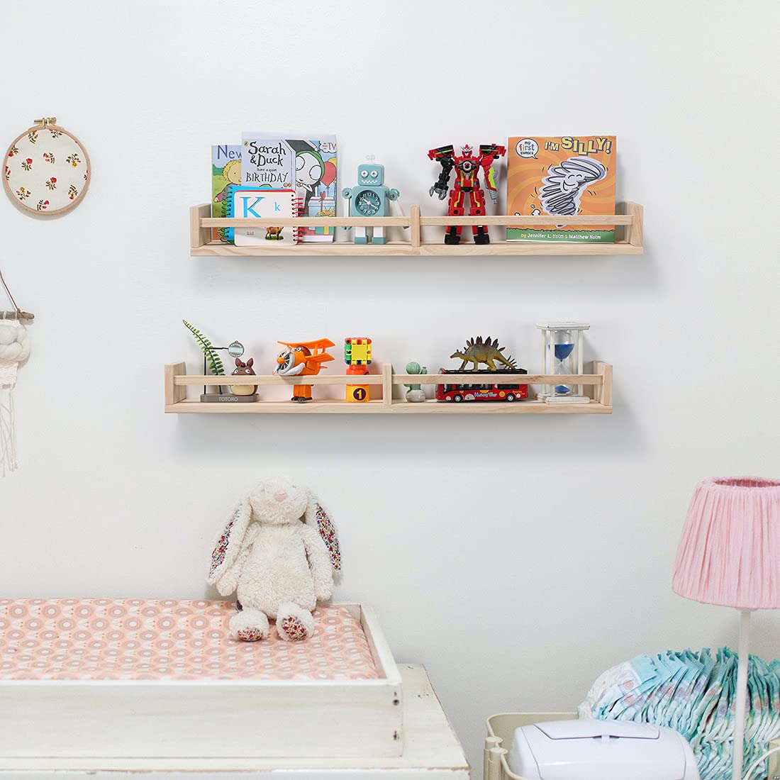 Buy Nursery Bookshelves Wall Mounted, 32inch Wood Floating Wall