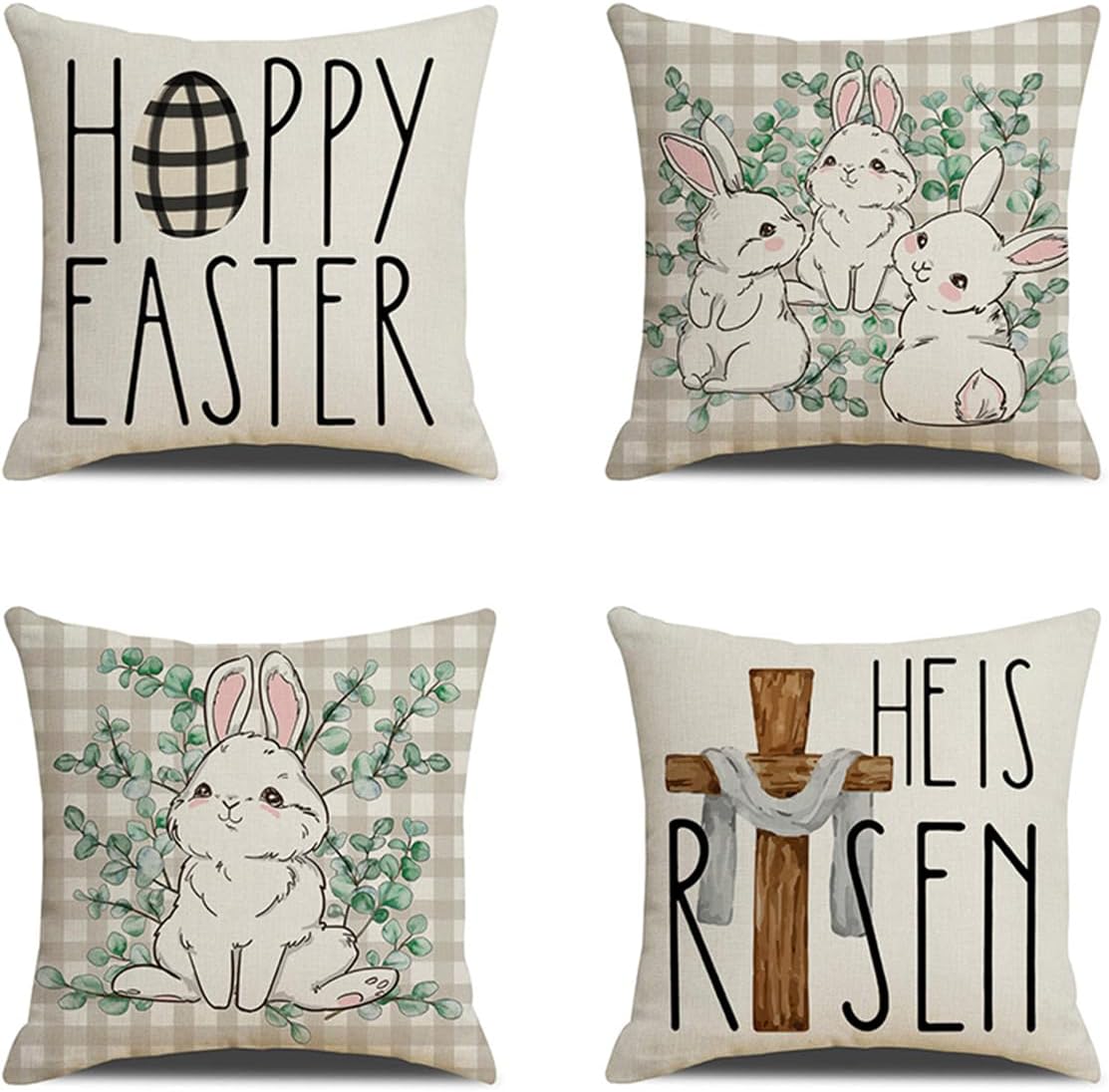 PSDWETS Happy Easter Pillow Cover 18x18 Set of 4 Easter