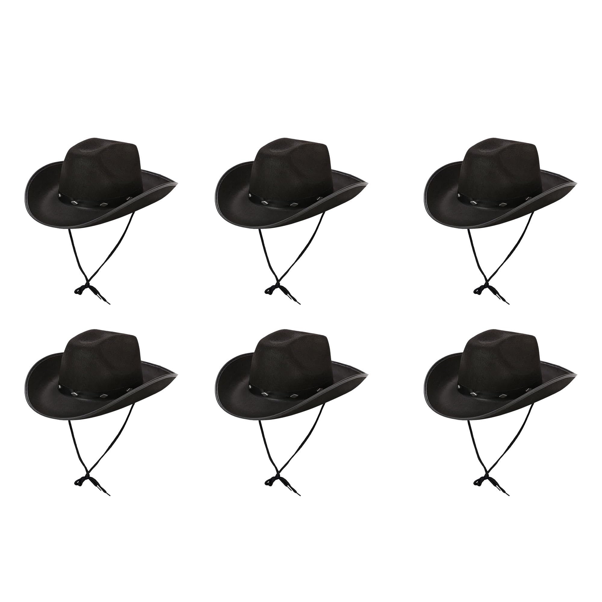 Bismaa 1, 6, 12, 24 Pcs Black Cowboy Hat Cowgirl Costume Accessories - Wild West Western Sheriff Fancy Dress Studded Cowboy Hat Women UK, 24 Pack