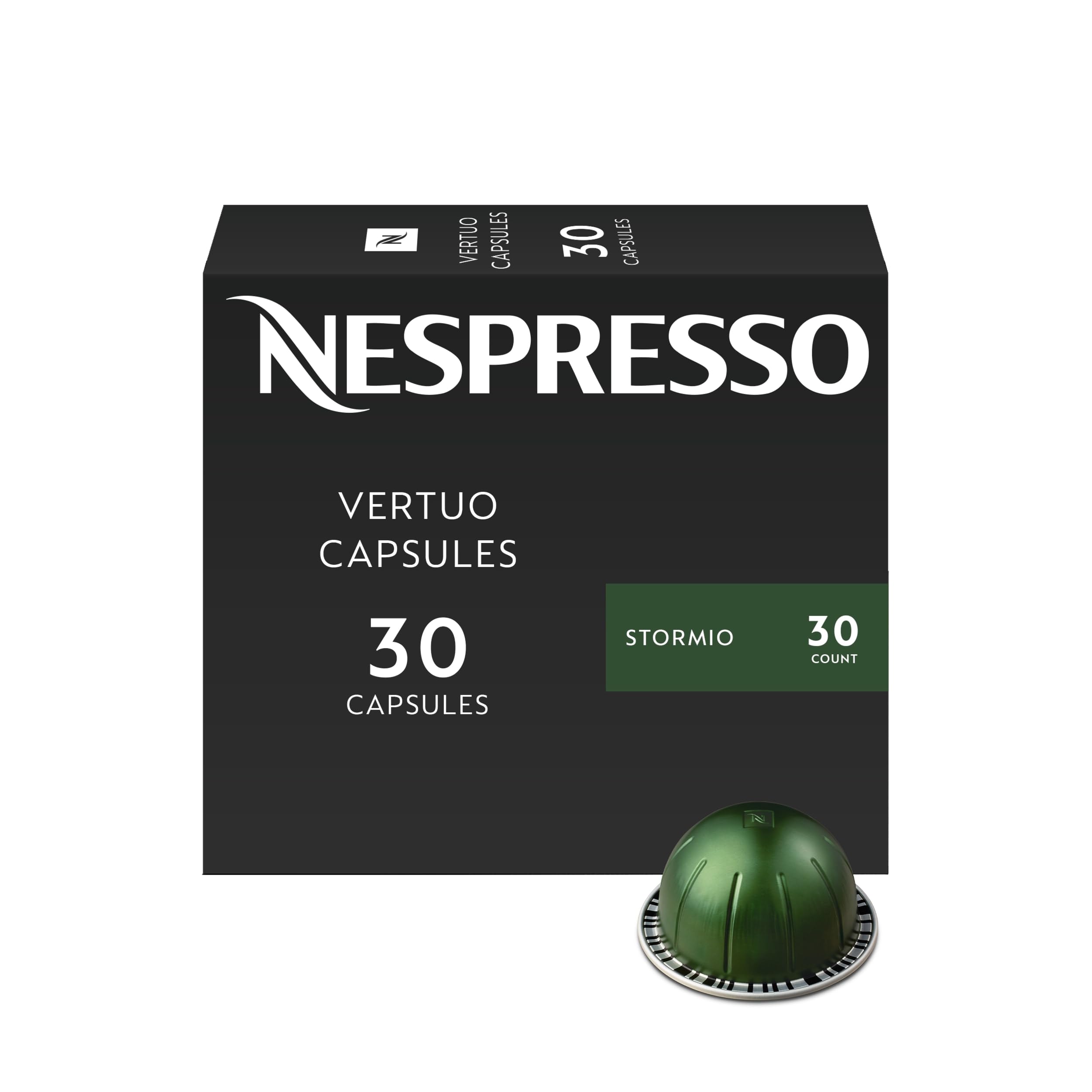 Nespresso Capsules VertuoLine, Stormio, Dark Roast Coffee, 30 Count Coffee Pods, Brews 7.8oz