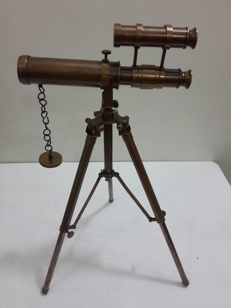 Vintage Solid Brass Nautical Tripod Port Marine Navy Double Barrel Telescope Rustic Vintage Home Decor Gifts