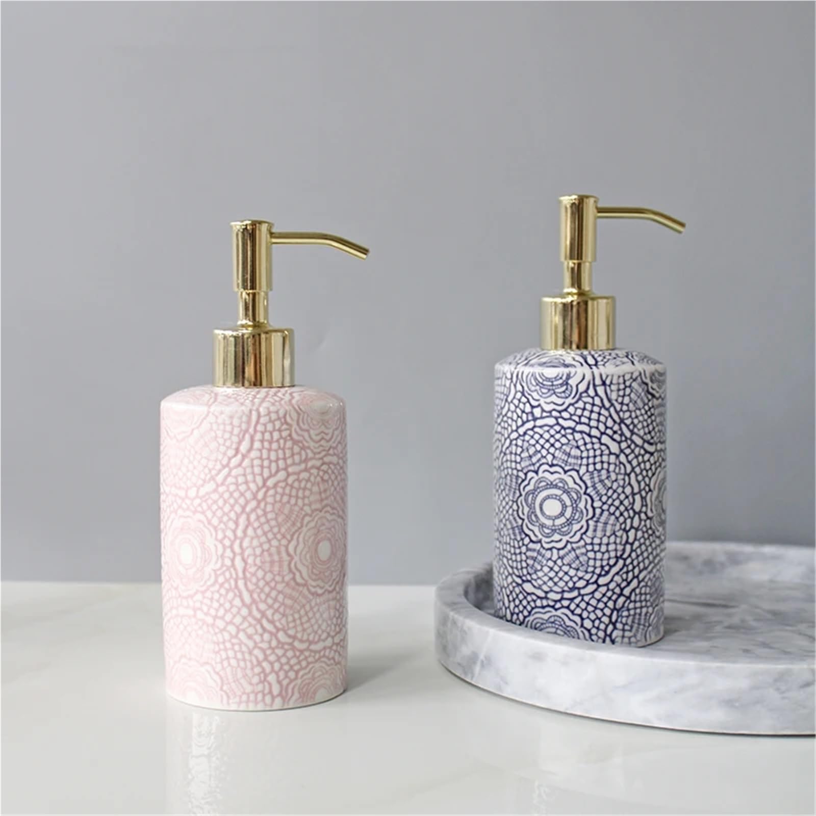 Dispenser per sapone in ceramica Bottiglia di lozione in ceramica Dispenser sapone da bagno Shampoo domestico Struccante stoccaggio Accessori(Color1)