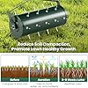 21 Inch Rolling Lawn Aerator - Fillable With Sand/Rocks, Manual Push Aerator With Spikes, Heavy-Duty For Yard & Garden