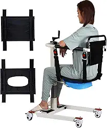 Cadeira de transferência de elevação do paciente, cadeira de rodas portátil de elevação do paciente para casa e carro, deficientes e idosos, altura/largura ajuste, básico com penico