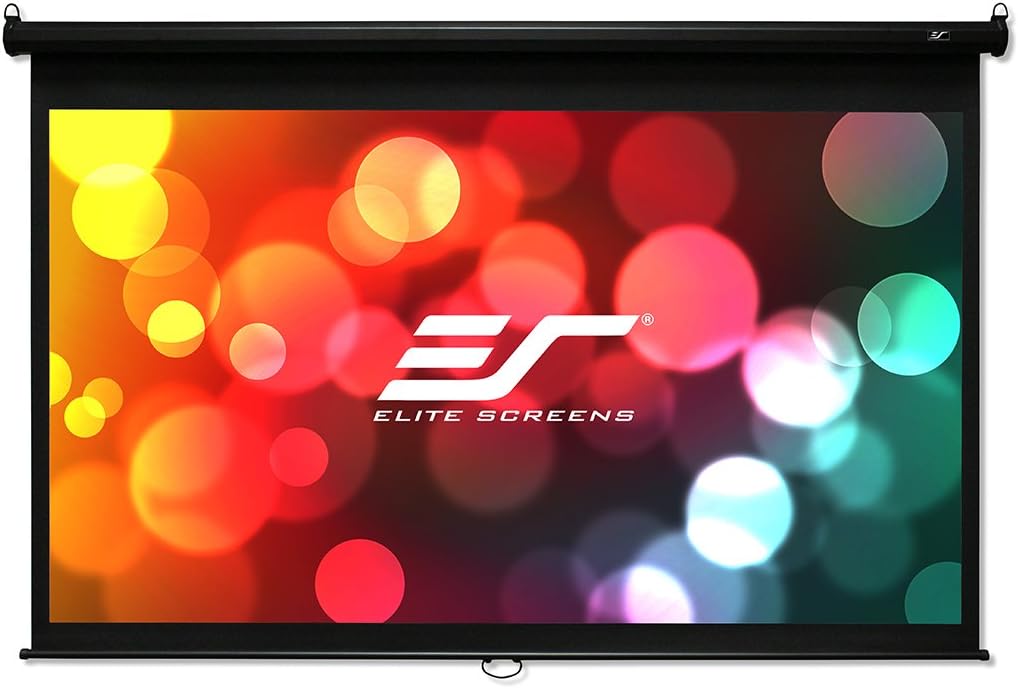 Elite Screens Manual B Series MaxWhite B 110" 16:9 4K Ultra HD Wall/Ceiling Mount Manual Projector Screen, Black
