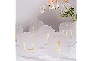 UNIQOOO Frosted Arch Wedding Table Numbers 1-20 with Stands, Gold Foil Printed...