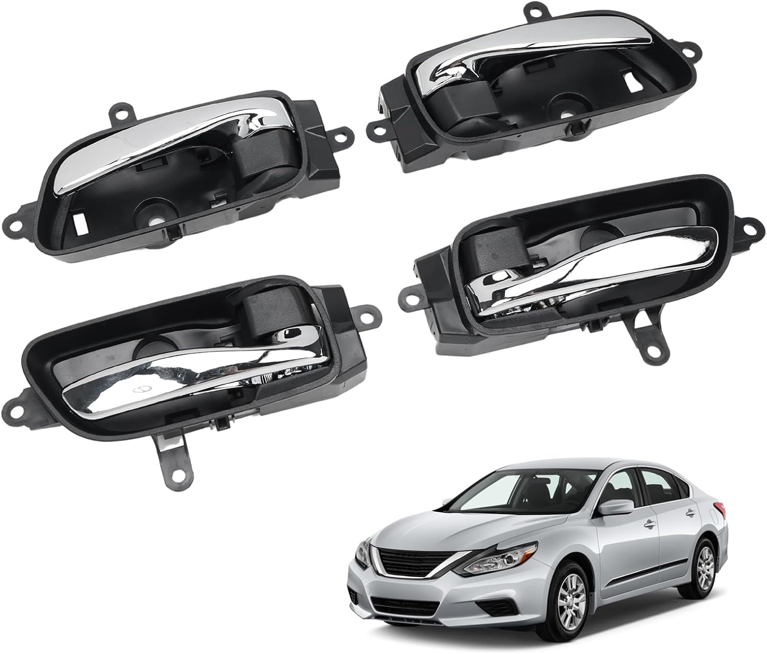 4PCS Inside Interior Door Handles 2013-2017 Altima Pathfinder, Front & Rear Inside Left Driver & Right Passenger Side Handle with Chrome Lever, Replaces 80671-3TA0D 80670-3TA0D