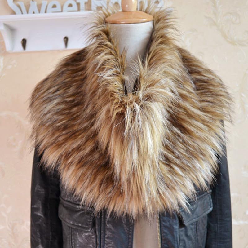 GREUS Faux Fur Collar Scarf for Winter, Soft Plush Shawl Neck Warmer Wrap, Fluffy Fake Fur Collar for Coats, Jackets, Costume - Image 2