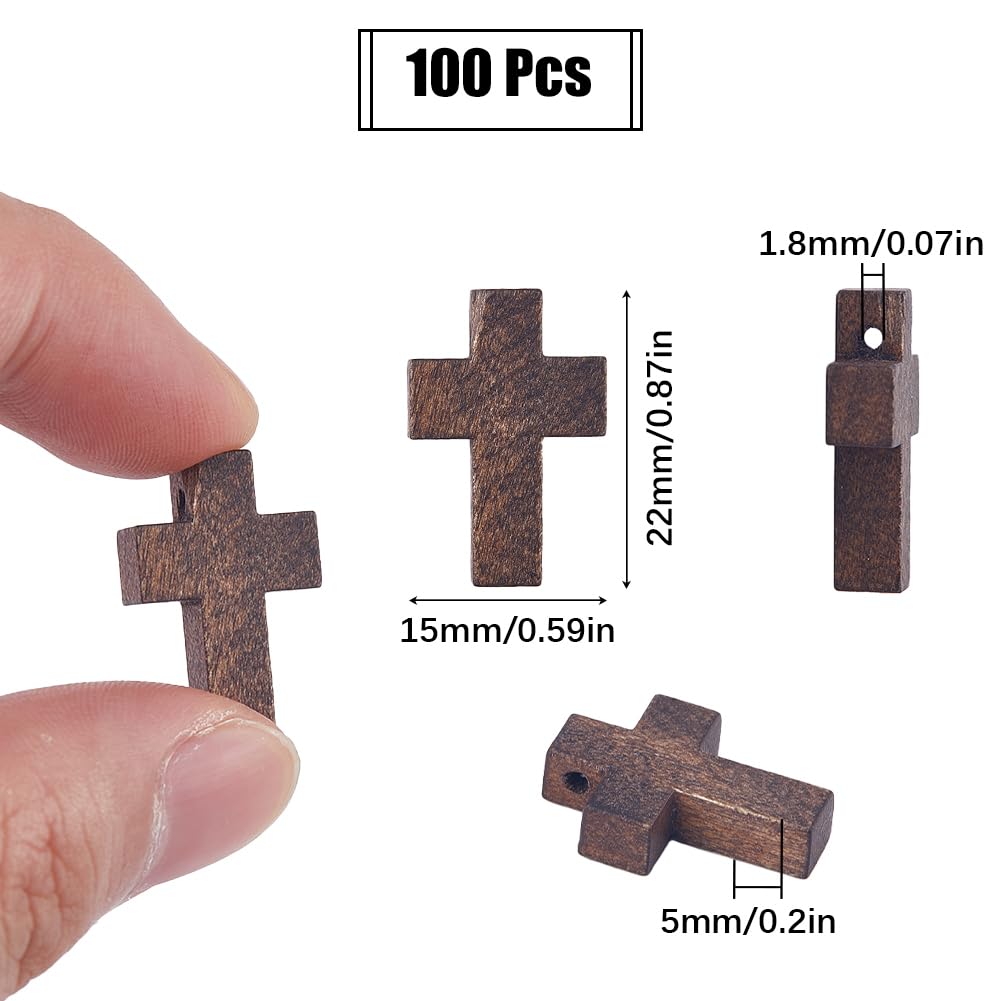 Ciondoli Croce In Legno - 100 Pezzi, 5 Colori, Per Gioielli Fai Da Te E Decorazioni Religiose