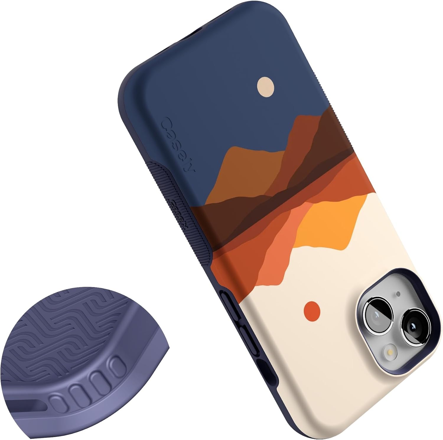 Casely iPhone 13 Case | Opposites Attract | Day & Night Mountains | Bold Protective Design | Compatible with MagSafe