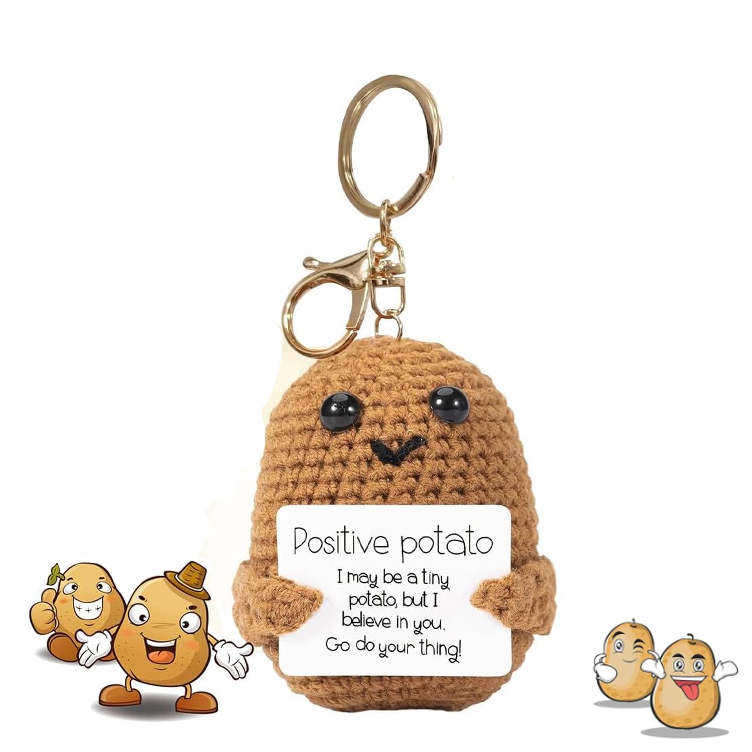 WDJLNZB Positive Energie Kartoffel – Handgestrickte Puppe Mit Schlüsselanhänger – Mutmach-Geschenk Für Freunde & Familie
