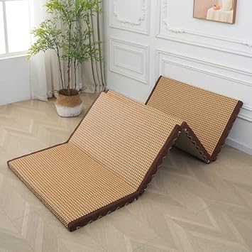 Iweed Mat Rattan Mattress 4 Folding Mattress Rattan Mat Fabric, Cool and Comfortable, Foldable, Easy to Carry, 3E Coco Core, Tatami Bed, Folding Mattress, Single Grass Rug, Easy to Clean and
