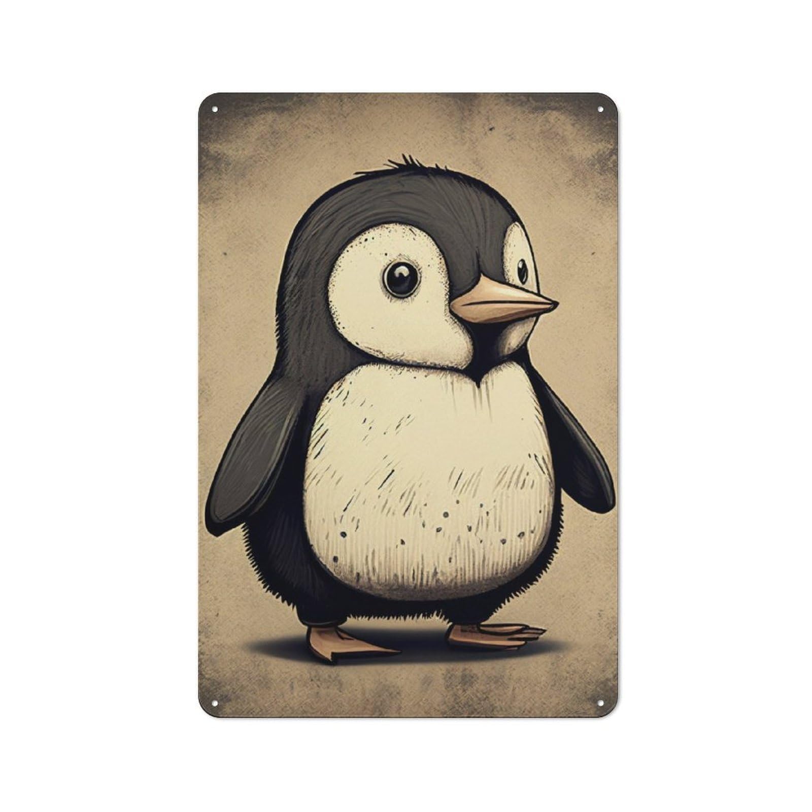 Junmoney Penguin Cartoon Animal Metal Sign 30X20cm With For Workshop Wall, Rustic Decor, For Garage, Workshop And Man Cave Decoration