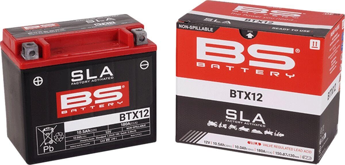 BS Battery 300680 btx12 AGM SLA Moto Batterie Noir