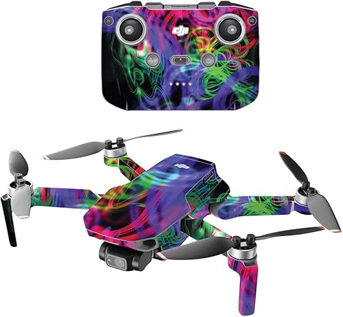 MightySkins - Compatible con DJI Mini 2 Dron portátil  Salpicaduras de neón  Funda protectora de vinilo duradera y única  Fácil de aplicar, quitar y