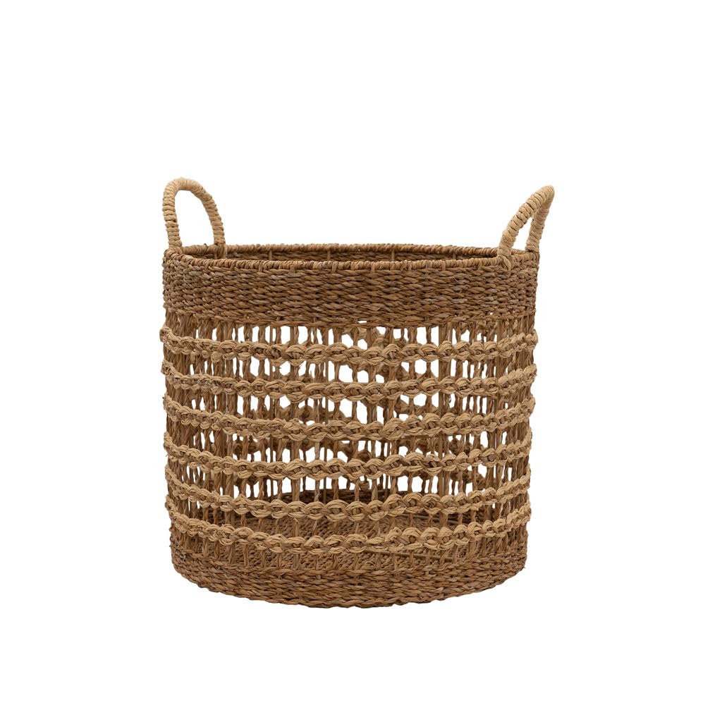 Arthur Cameron - Dhepa Handwoven Seagrass Basket – Woven Storage Basket with Decorative Circular Design Perfect for Living Room, Bedroom, Bathroom & More (Medium)