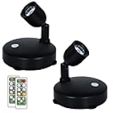 HAMVIDNE LED Spotlight, Battery Powered Picture Lights, Uplighting Indoor, Puck Lights with Remote, Small Spot Light for Wall Display Dartboard Painting Artwork Closet-Natural White