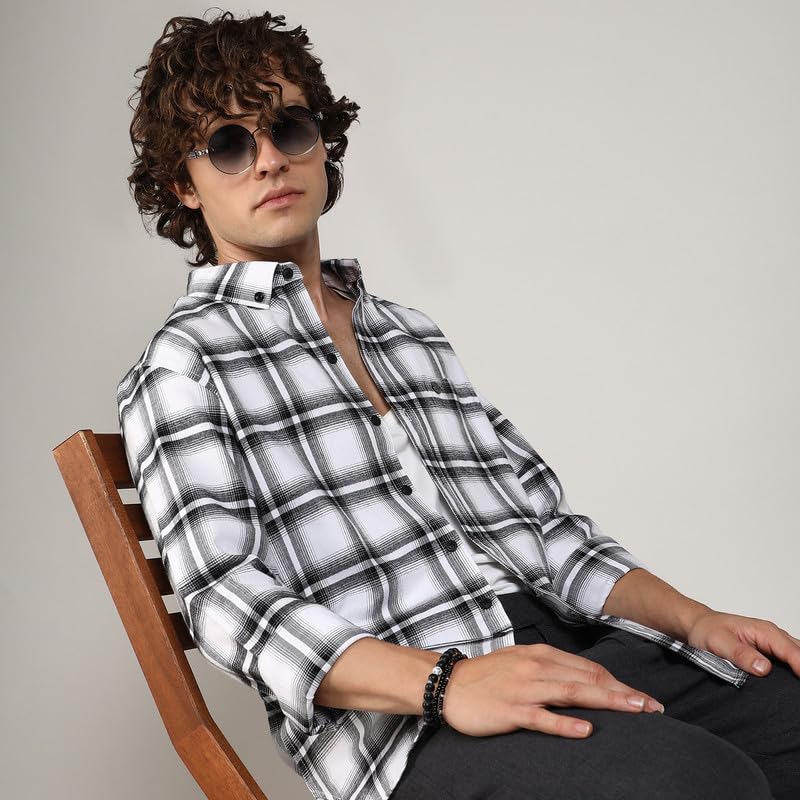 Image of CAHOOT Men's Brushed Buffalo Check Shirtfor Casual Wear | Spread Collar | Long Sleeve | Button Closure | Shirt Crafted with Comfort Fit for Everyday Wear