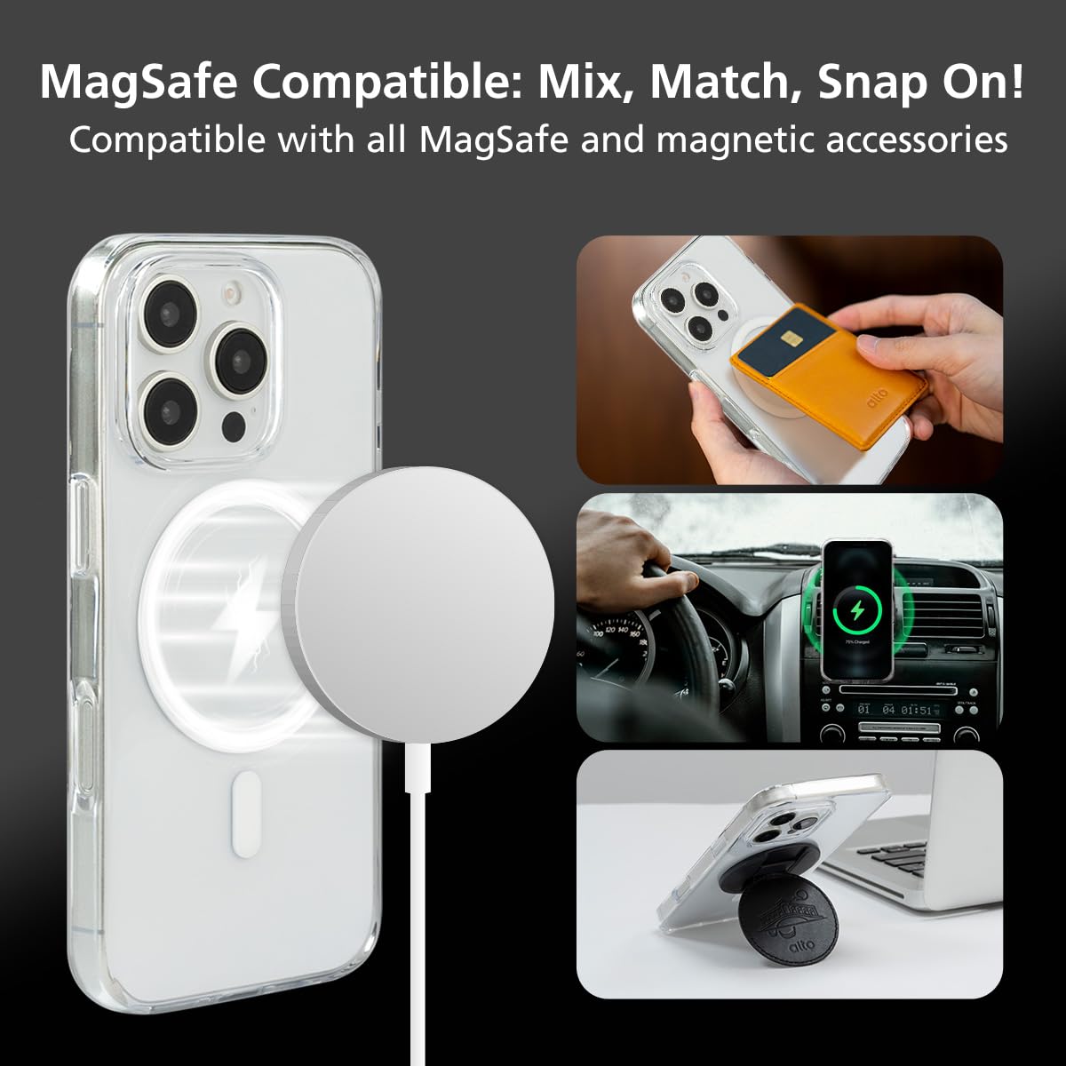 Amazon.co.jp: Alto Aura クリアケース iPhone 16 Pro Max/MagSafe対応
