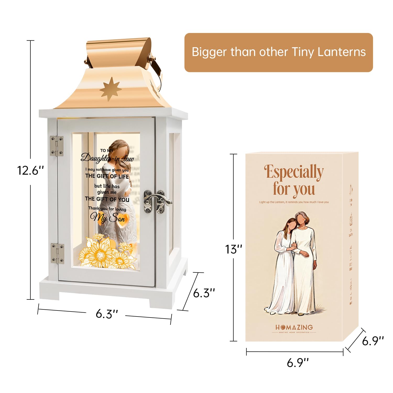 Daughter in Law Mothers Day Lantern Gift from Mother in Law to My Daughter in Law Figure Lantern Surprise, Christmas, Birthday Gift for Daughter in Law