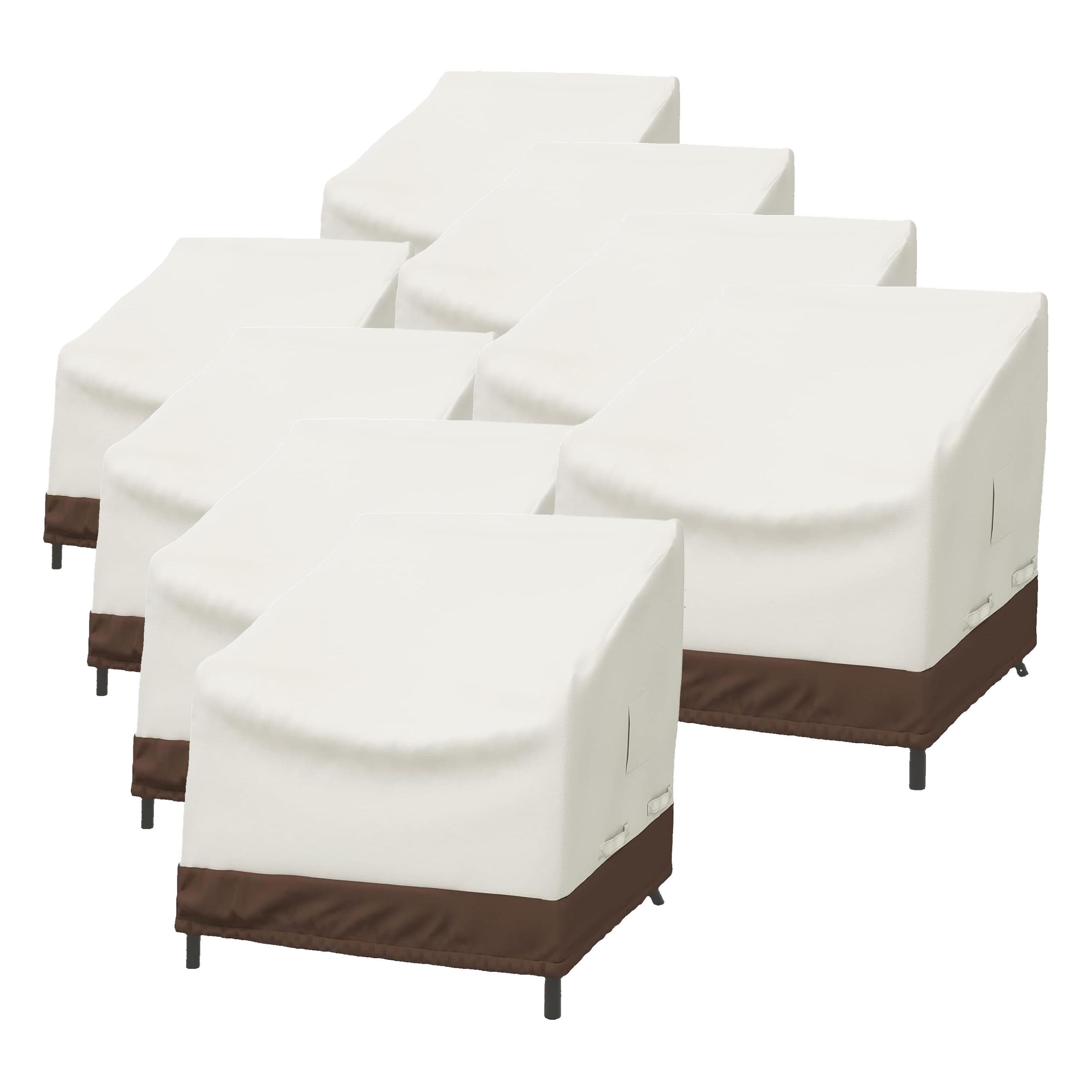 Amazon Basics Outdoor Chair and Patio Furniture Covers, Waterproof Lounge Deep Seat Covers, UV Resistant, Click-Close Straps, 31" x 38" x 29", Set of 2, Beige/Tan (Pack of 4)