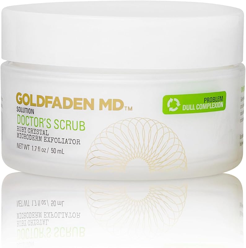 Goldfaden MD Doctor's Scrub Ruby Crystal Microderm Exfoliator 1.7 fl oz | Daily face polish with Hyaluronic Acid and Seaweed Extract, smooths the look of texture and pores