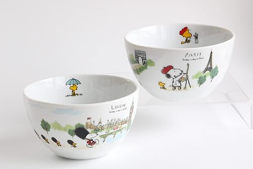 (Shimizutougyou) London Paris Snoopy Bowl, Set of 2
