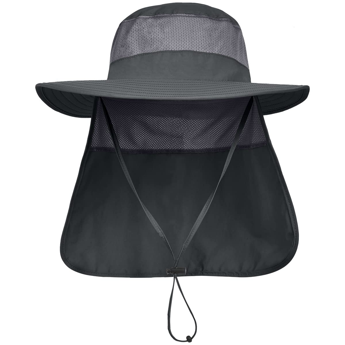 3 Pack Mens UPF 50+ Wide Brim Sun Hat with Neck Flap for Fishing Hiking Garden (3 Pack Dark Grey?Light Grey?Army Green)