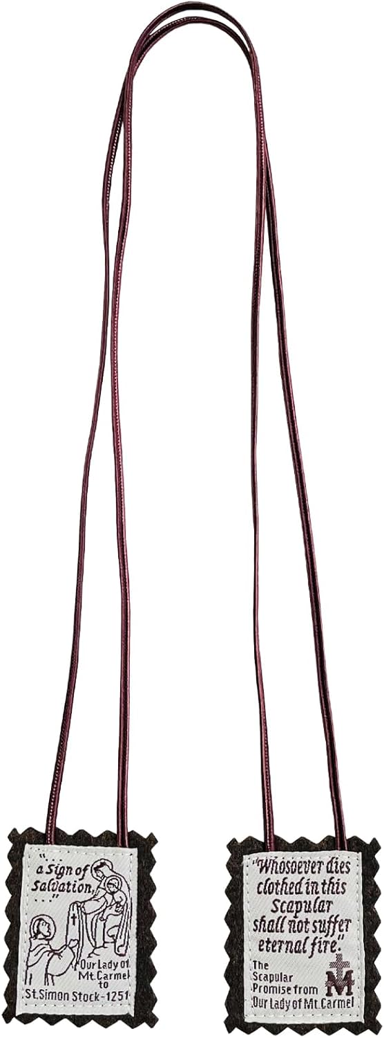 Scapulars Catholic,3 Pack Bulk Brown Scapular Of Our Lady Of Mount Carmel,Escapularios Catolicos Scapular Catholic Necklaces Gift For First Holy Communion and Confirmation Mexican Folk Art Decoration - Image 3