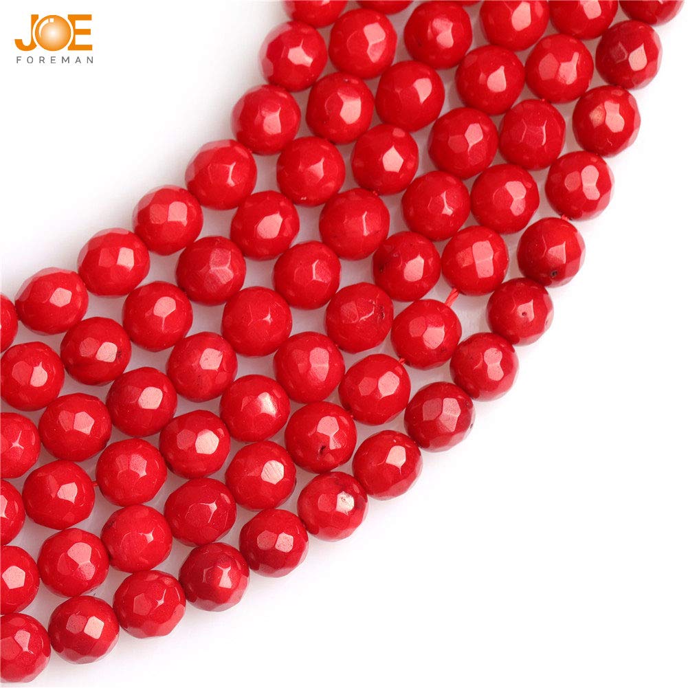 Perles De Corail Rouge Pour La Fabrication De Bijoux En Pierre Semi-précieuse De 7 à 8 Mm, Couleur Teintée JOE FOREMAN