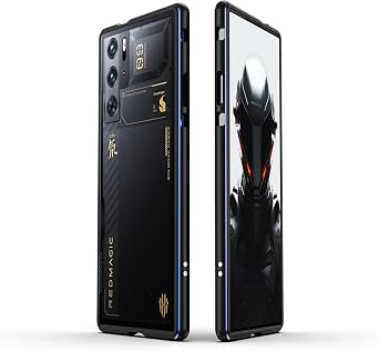 DAYJOY Dual Color Metal Bumper Frame Case Compatible with ZTE Nubia RedMagic 9 Pro/Pro+/9s pro+, Luxury Premium Aluminum Alloy Shockproof Bumper Frame Black Blue