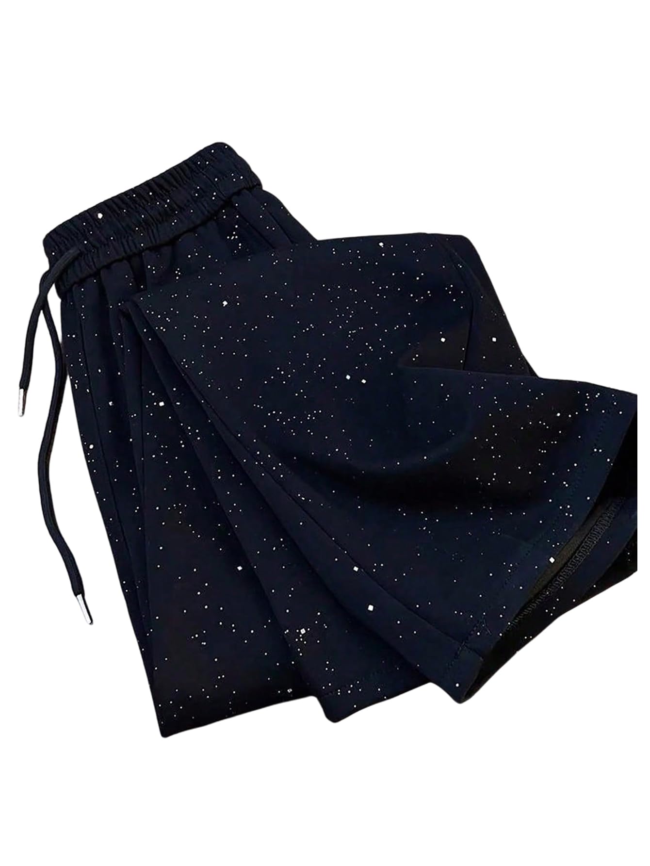 SOLY HUX Womens Glitter Wide Leg Pants Drawstring Elastic Waist Baggy Pants Trousers Streetwear