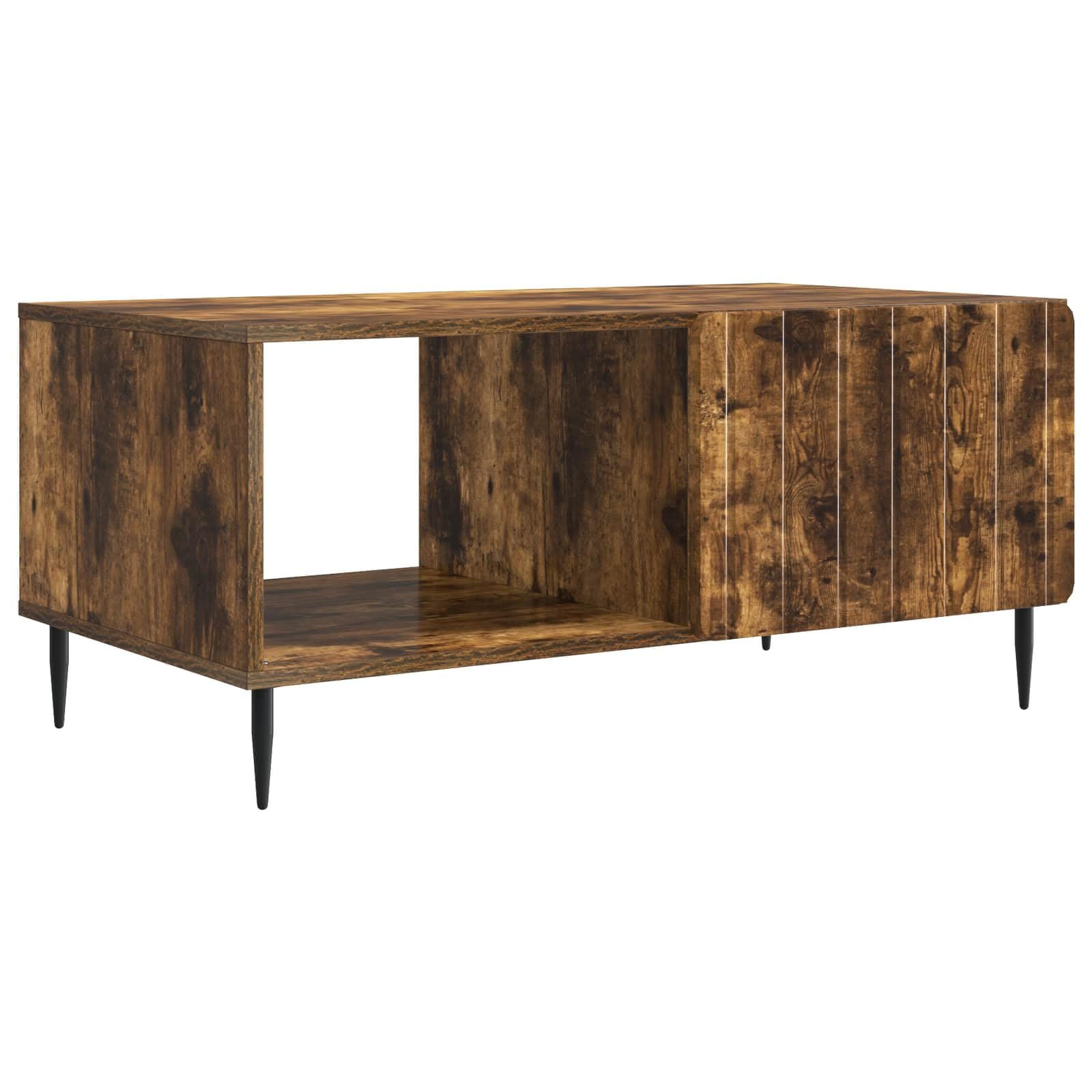 Hothingwell Couchtisch, 90 x 50 x 40 cm, Holz | Füße aus schwarzem Metall, Aufbewahrung unter dem Tisch, Rückseite fertig, Reinigung mit feuchtem Tuch