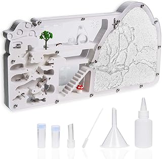 Ant Farm Castle - Large Viewing Area - Care for Live Ants - Ant Colony Observation Kits with Sand Habitat - Educational Science Gifts for Boys, Girls - Ant Farms for Kids, Adults, Student (White)