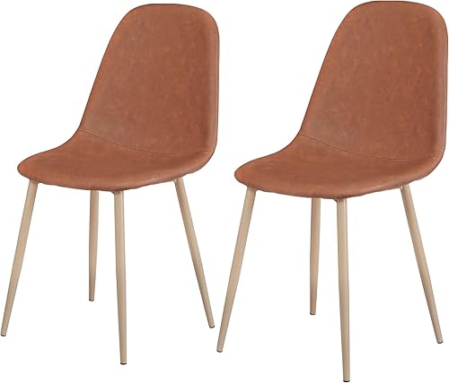 LEMY Juego de 2 sillas de comedor, modernas de mediados de siglo con respaldo de asiento de cojín de poliuretano, sillas laterales para sala de