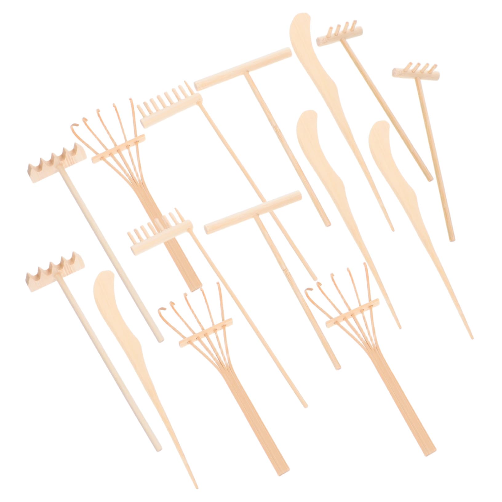 Conjunto Herramientas Mini Rastrillos de Madera para Jardín Zen Accesorios Portátiles para Decoración de Escritorio para Meditación y Jardines Casa u Oficina