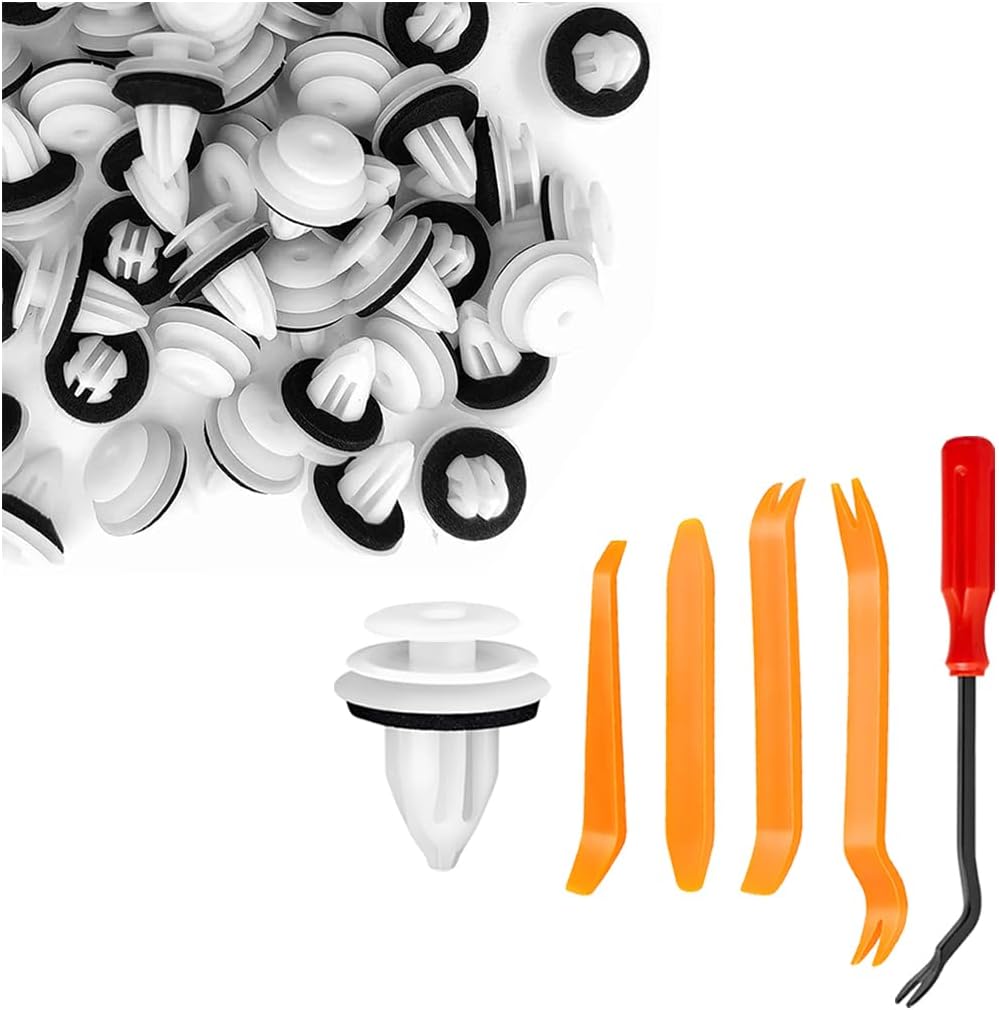 HZEL 105PCS Car Door Trim Panel Retainer Clips, OEM#90467-10188 90467-A0005 Vehicle Push Pins Kits with Fastener Remover Tools, Automotive Retainer Clamps Accessories, Universal Fit