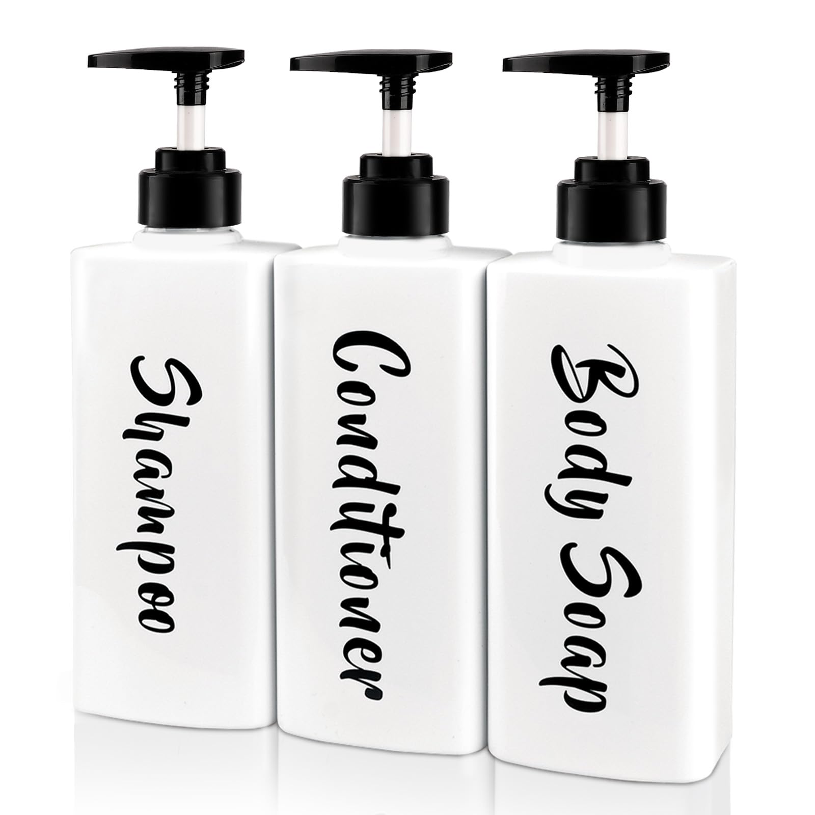 4 stuks 500 ml zeepdispenser flessen, lege plastic pompdispenser voor lotion, douchegel, shampoo en conditioner, vloeibare zeepdispenser met waterdichte etiketten voor badkamer, keuken, hotel (bruin