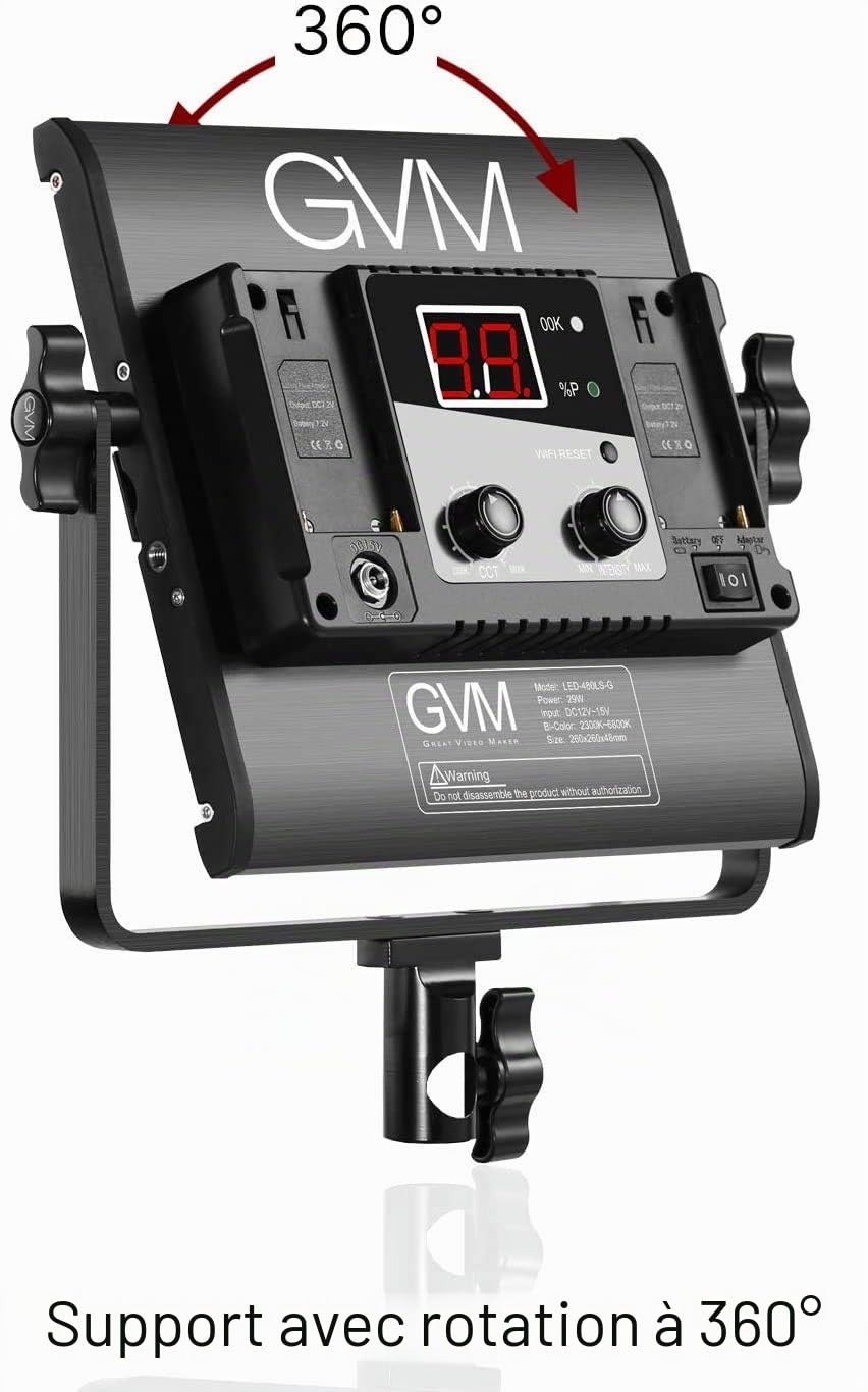 GVM 480 Kit de Lumière Vidéo LED avec Trépied, Lumière de Studio LED Contrôlée par APP, CRI 97+ 2300K-6800K, Photographie à Lumière Continue, pour YouTube Outdoor Interview Studio Portrait Photography