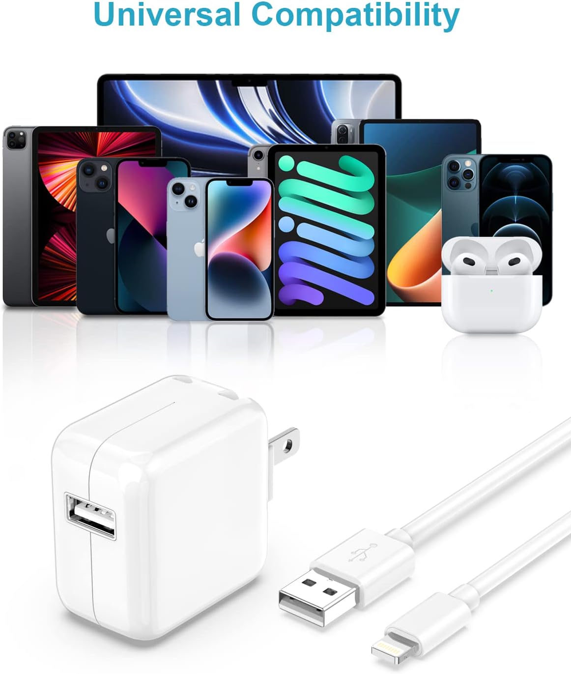 Apple iPad Charger Wall Charger and Cord 10 ft 2Set,12W iPad Fast Charging Block and Cord 10 ft Apple Certified Lightning Cable for iPad 7th 8th 9th Generation/Air/Mini,iPhone - Image 7