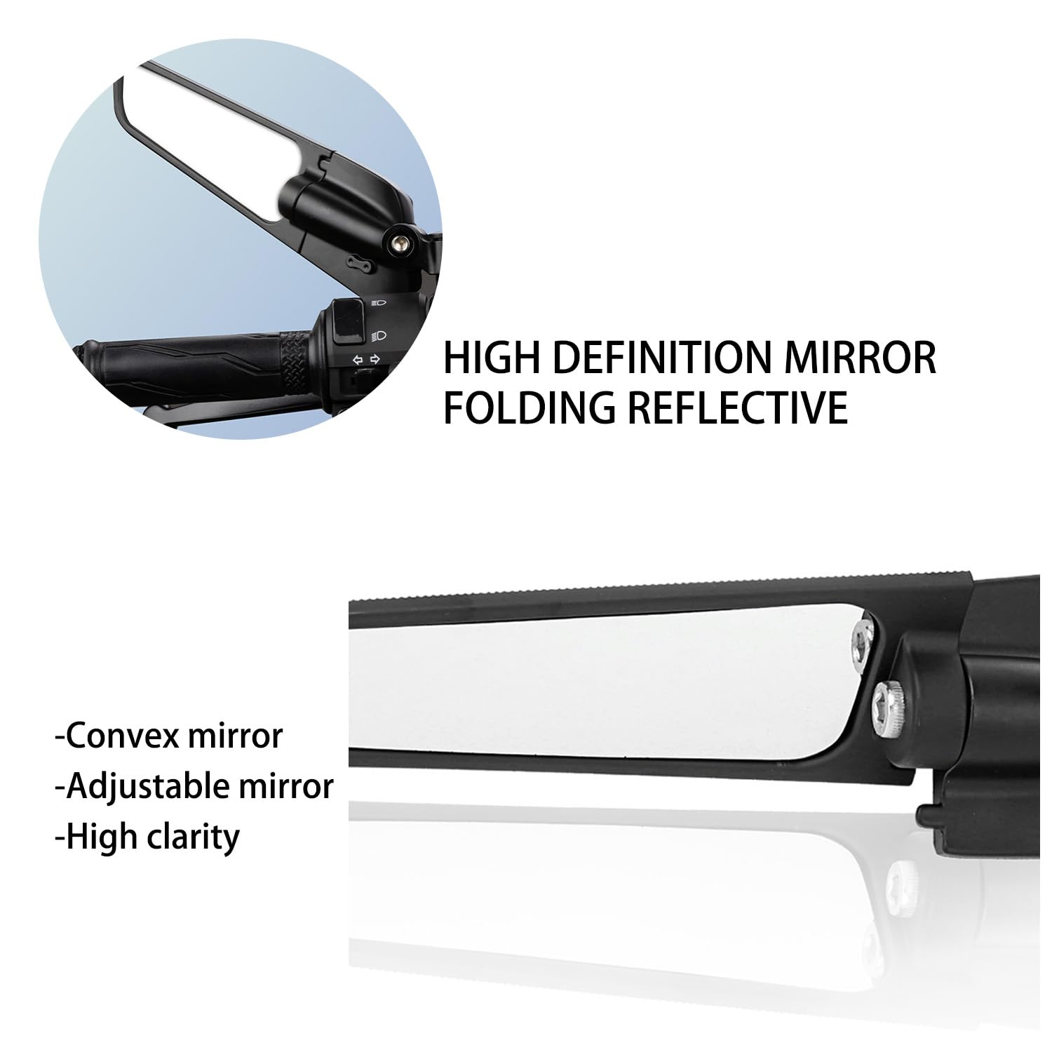 Rétroviseurs latéraux pour moto - Rotation à 360° - En alliage d'aluminium - Vis M8 M10 - Installation facile - Compatible avec MT 07 MT 09/09SP MT 10/10SP MT15 (grande taille B)