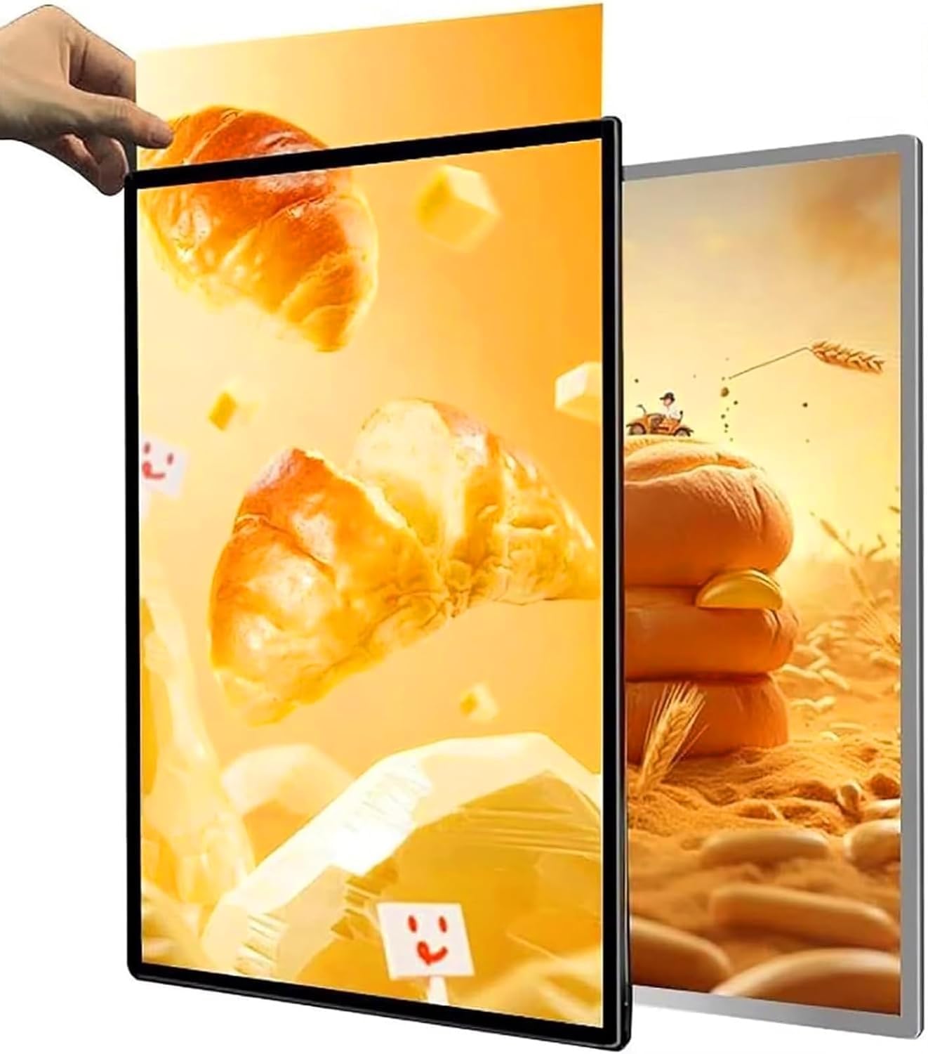 Light Box wiele rozmiarów, naścienna ultracienka podświetlana ramka plakatowa ze szkłem hartowanym, do tablicy menu restauracji, znaku barowego, ekspozycji kawiarni srebrna 50 * 70 cm