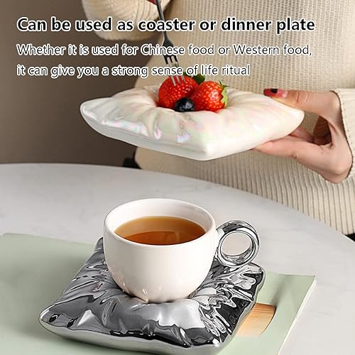 Miniatura 4 de Taza de café de cerámica, taza de cerámica con platillo, tazas de café con leche y taza de espresso, tazas de capuchino con platillos, juego de taza