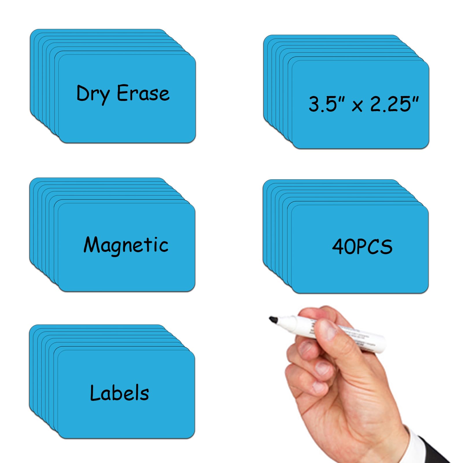3.5x2.25 Name Tags Magnet,Dry Erase Labels,Teacher Must Have for Whiteboard Magnets,Classroom Signs,Pack of 40(Blue)