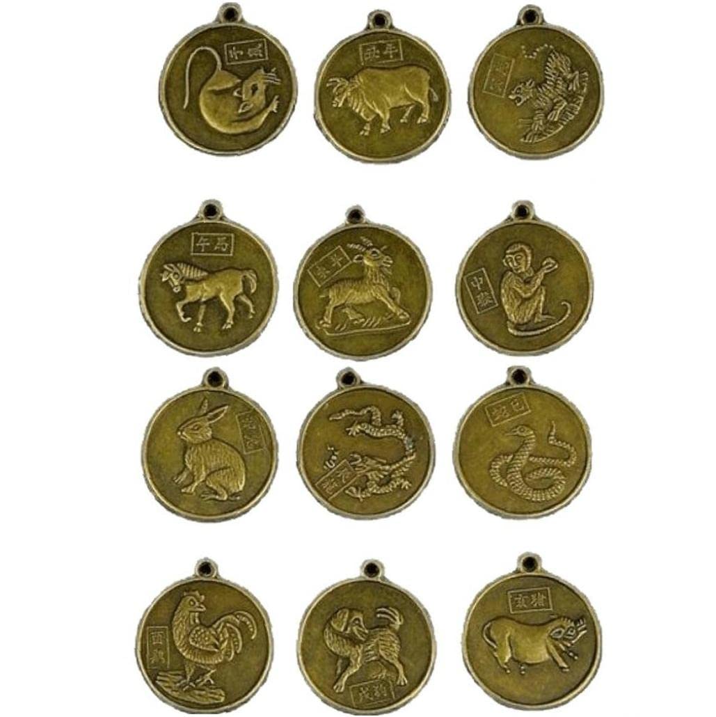 Haowul As Shown Chinese Zodiac Souvenir Coins 12Pcs Vintage Commemorative Coins Animal Coins Chinese Fortune Coins For Home Decor