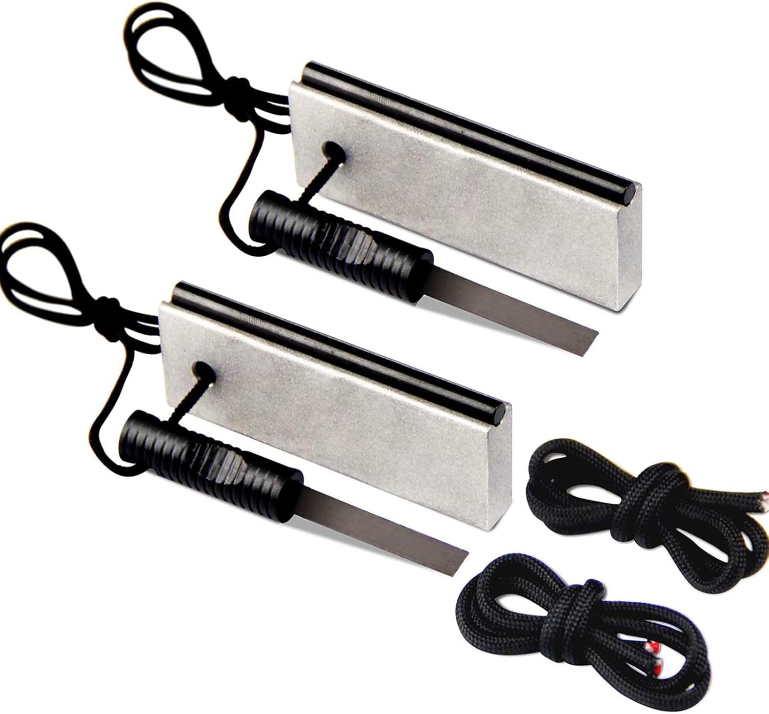 Magnesium Fire Starter AF-374 (4-Pack) and Ferro Rod AF-376 (2-Pack), Waterproof for Camping and Hiking